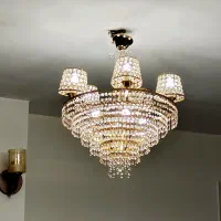 لوستر کریستالی چندطبقه|لوستر و چراغ آویز|ازنا, |دیوار