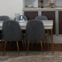 مبلمان نو و جلو مبلی و میز غذا خوری هشت نفره