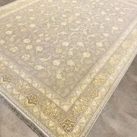 فرش کرم صدفی طلاکوب ۱۲۰۰شانه تراکم۳۶۰۰