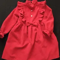 پیراهن مخمل کبریتی دخترانه