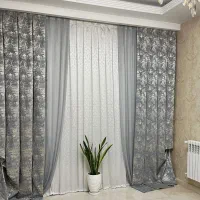 والان پرده مخمل پتینه طوسی