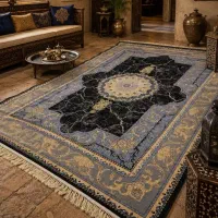 فرش طرح نسیم سرمه ای/اکریلیک