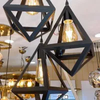 لوستر 3 شعله فانوسی فلزی.رنگ کوره ایی.برق رویال