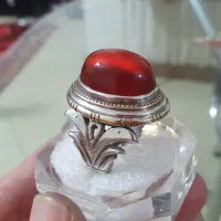 انگشتر عقیق آبدار با رکاب مهدی تبریز