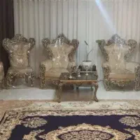 فروش فوری مبل سرتنطی  ۹نفره چوب راش ورق طلا  نو نو