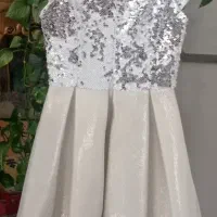 لباس مجلسی پولکی نقره ای ـ یکبار پوشیده شده|لباس|بوئین زهرا, |دیوار