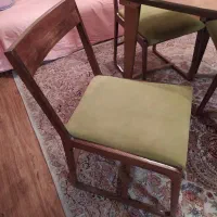 میز و 3عدد صندلی تمام چوب با روکش مخمل سبز|میز و صندلی غذاخوری|اهواز, گلستان|دیوار