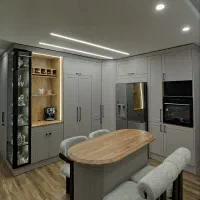 کابینت نئوکلاسیک ترکیب با ام دی اف طرح چوب