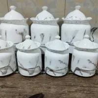 جا ادویه ای جنس چینی همراه با استند فلزی