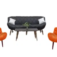 مبل چستر قایقی رنگ طوسی نارنجی