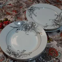 ۶ عدد بشقاب چینی گل مشکی نو