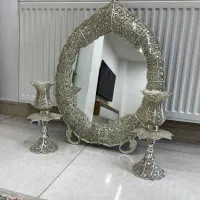 آینه شمعدان ملیله کاری اصفهان|صنایع دستی و سایر لوازم تزئینی|رشت, دیانتی|دیوار