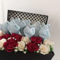 باکس پول آرایی با گل های روبانی|صنایع دستی و سایر لوازم تزئینی|قره چای, |دیوار