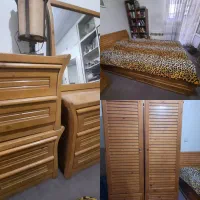 سرویس دونفره چوبی با کمد و میز و اینه