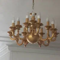 لوستر برنز اب کاری طلا|لوستر و چراغ آویز|یزد, |دیوار