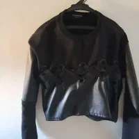 هودی. و ست مشکی چرم پارچه