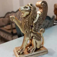 مجسمه تمام چوب راش تمام ورق طلا/مجسمه شیر