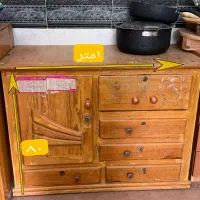 ویترین آلومینیومی قفسه ای و کمد چوبی|بوفه، ویترین، کنسول|کنارک, |دیوار