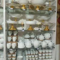 انواع ظروف چینی پایه طلائی، جهیزیه|ظروف سرو و پذیرایی|مشهد, بهارستان|دیوار