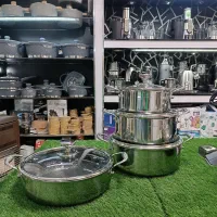 قابلمه استیل کف لیزری 8پارچه  بیدستون