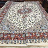 جفت فرش ۶متری دستباف کاشان کرم گلبهی