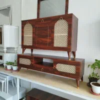 کنسول با میز تلویزیون مدل حصیری