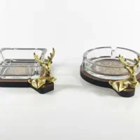 زیر سیگاری گوزنی چوبی و بلور