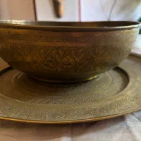 سینی و کاسه عتیقه برنجی
