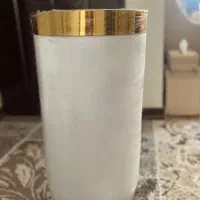 گلدان بزرگ طلایی و سفید سرامیکی