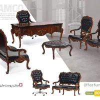 میز ایتالیایی راش کلاسیک پایه عصایی منبت سی ان سی