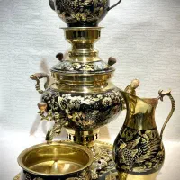 سماور ۶لیتری تراش قلم کاری برنزی