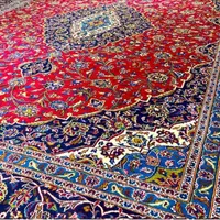یک تخته فرش اصیل کاشان دستبافت لاکی و گوشت دار