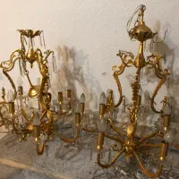 لوستر برنز آب طلا ۱۰ شاخه دو عدد|لوستر و چراغ آویز|تهران, الهیه|دیوار