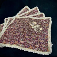 ست کاور کوسن ترمه، سِرمه و دور نوار دوزی طلایی شده