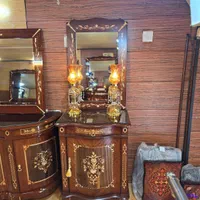 آینه و کنسول تک درب معرق مات براق چوبی