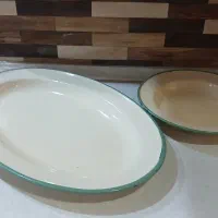 بشقاب و دیس لعابی قدیمی