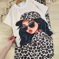 تیشرت شلوار عینک دور نگینی