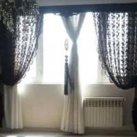 پرده پذیرایی با زیرپرده و والان ۲ طرفه و کتیبه