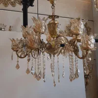 لوستر ۱۰شاخه ۱۵شعله واژگون سنگین پرکار برنز سوگلی|لوستر و چراغ آویز|زنجان, |دیوار