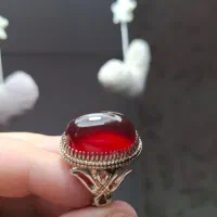 فروش انگشتر نقره ۹۲۵ نگین سرخ سیاه
