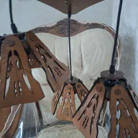 لوستر ۳ شاخه چوبی