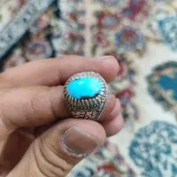 انگشتر فیروزه نیشابوری رکاب دست ساز نقره ۹۲۵
