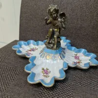 ساعت شمعدان چینی برنز انتیک