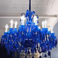 لوستر باکارات ۲۴شاخه آبی کاربنی