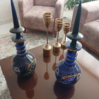 گلاب پاش آبی رنگ با عکس ناصرالدین شاه