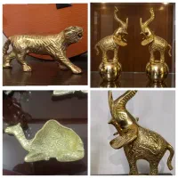 دکوری مجسمه ببر ، فیل ، زیر سیگاری شتر برنزی هندی