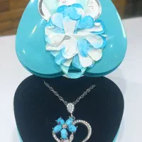 آویز گردنی نقره زنونه نگینهای فیروزه و معدنی