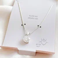 گردنبند نقره نگین زیرکنیا مدل سفید