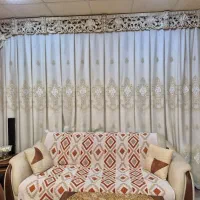 پرده ابریشم نو و بسیار تمیز همراه با آستر