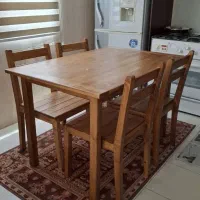سرویس  چوب نهار خوری چهار نفره.ابعاد میز82*127